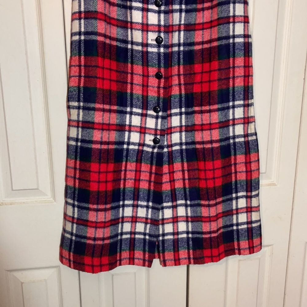 Vintage 1960s or 1970s Handmade Plaid Wool Maxi Skirt Tiny Waist - Picture 6 of 14